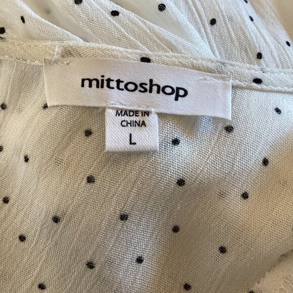 Mittoshop Womens Polka Dot Blouse Size Large Top Flounce Long SLeeve - Picture 2 of 7